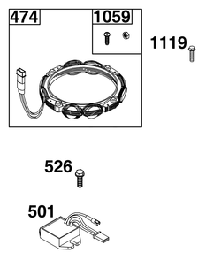 Alternator Group Diagram and Parts List for 40U877-0020-G1  Briggs and Stratton Engine